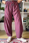Sunday Morning 7/8 Barrel Pant Grey & Burgundy